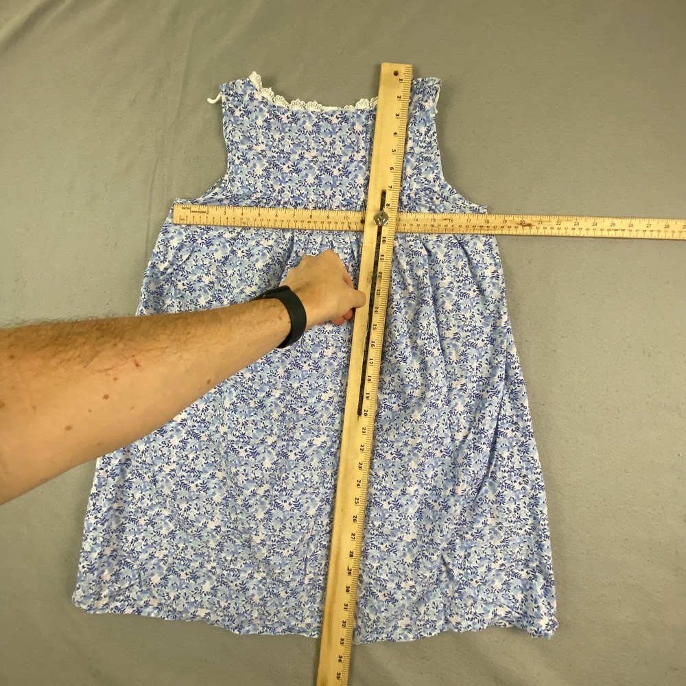 Eileen West Cotton Lawn Chemise Nightgown XS flower buttons lace cottage blue - Picture 13 of 16